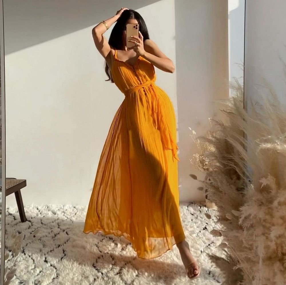 Zara Woven Silk Blend Dress Limited Edition